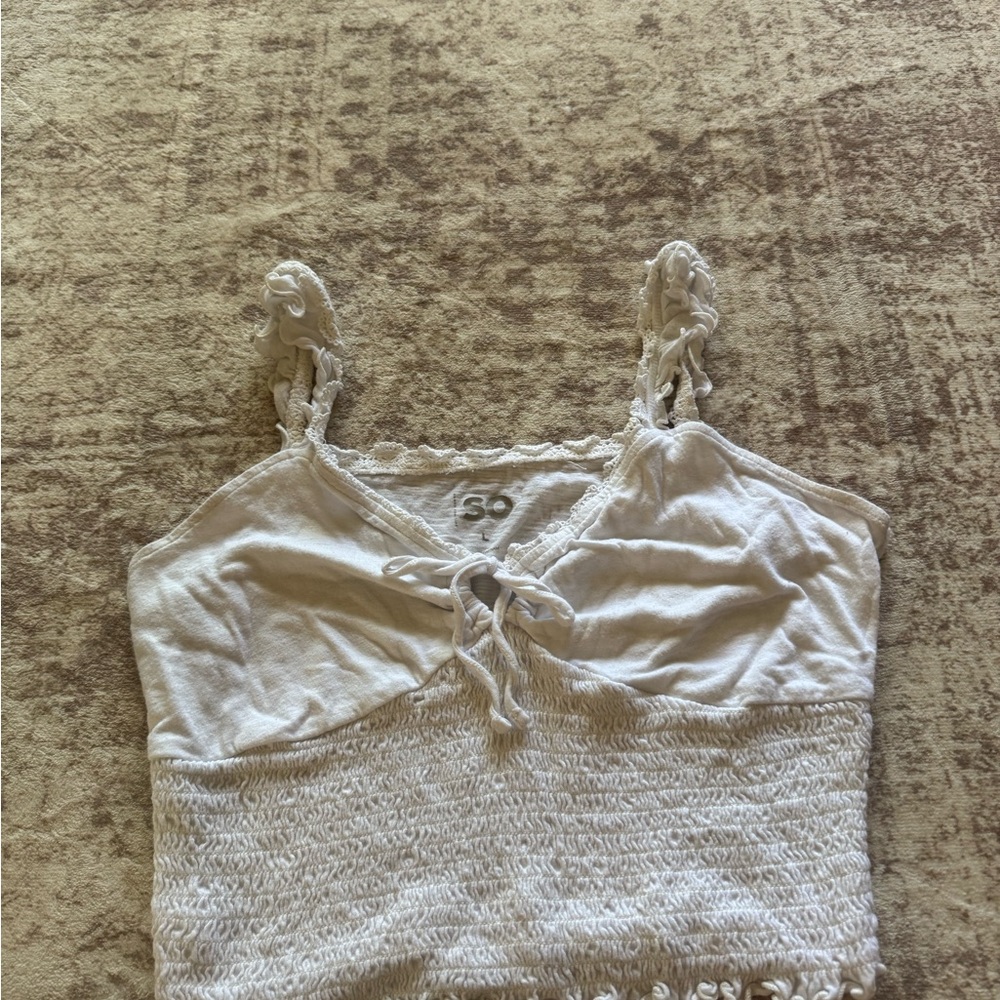 SO Gray and Silver Smocked Tie Front Camisole